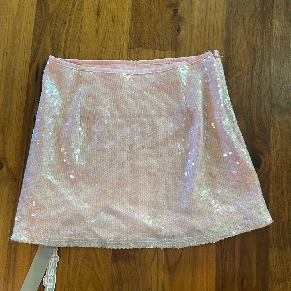Misguided Pink Sequin Skirt (M)